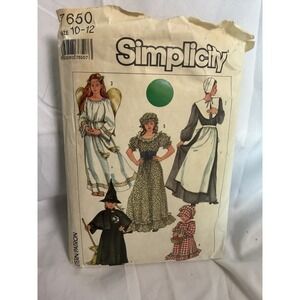VTG  Simplicity Pattern 7650 mostly uncut Pilgrim Prairie Angel Witch Costume